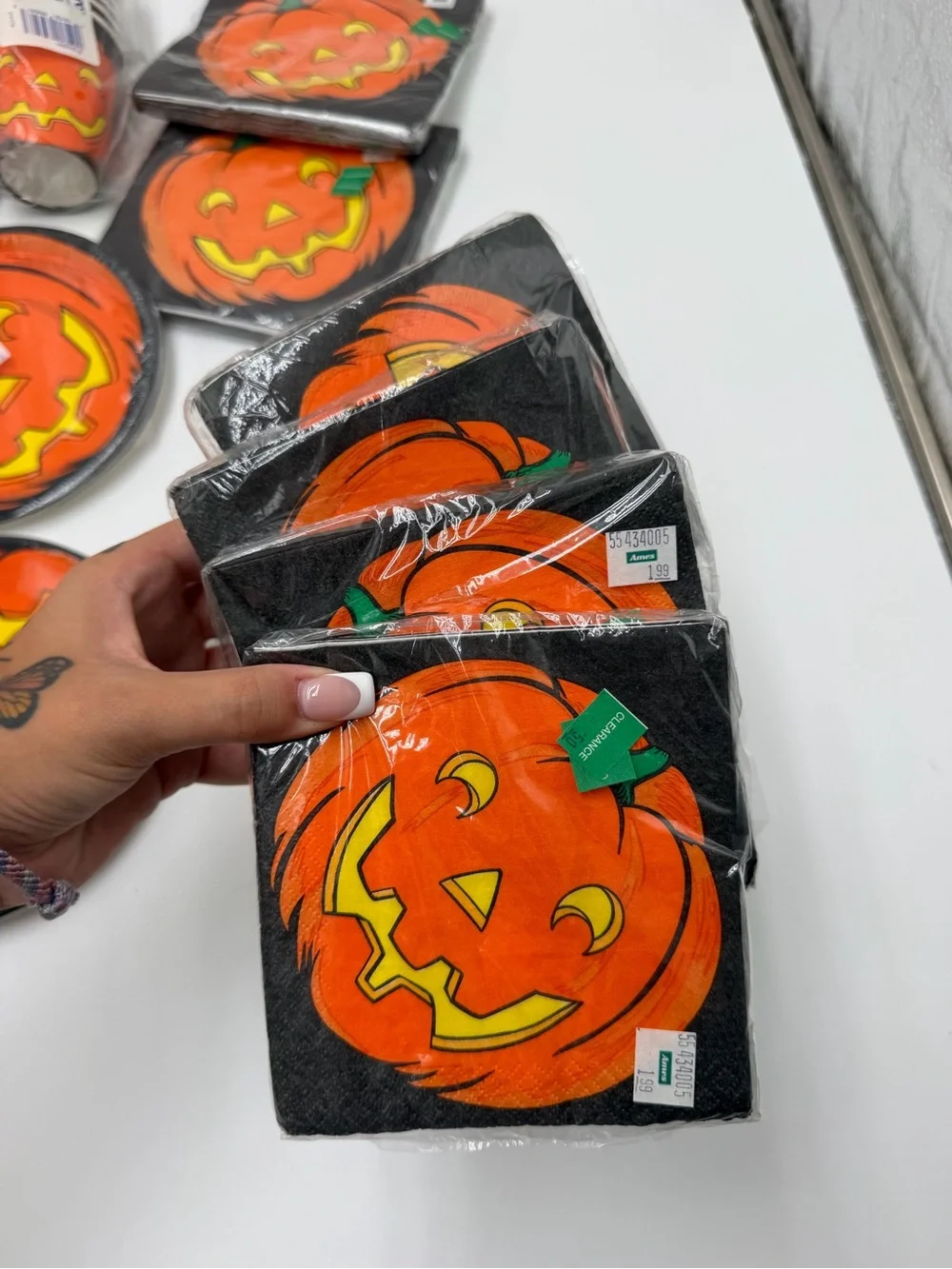Vintage DesignWare Halloween Pumpkin Party Lot Plates Napkins Cups